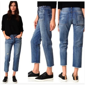 Women 27 Vince Cropped Released Hem Selvedge Boyfriend Jeans Denim Pants